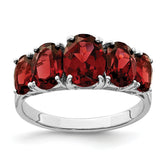 Sterling Silver Rhodium Garnet Ring